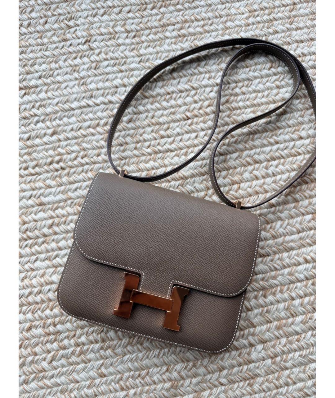 HERMES Серая кожаная сумка через плечо, фото 2