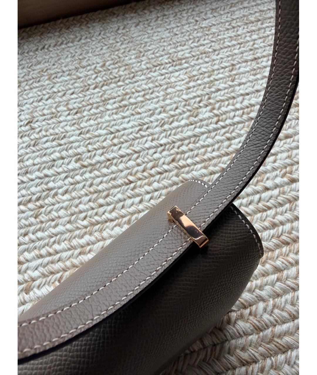 HERMES Серая кожаная сумка через плечо, фото 6