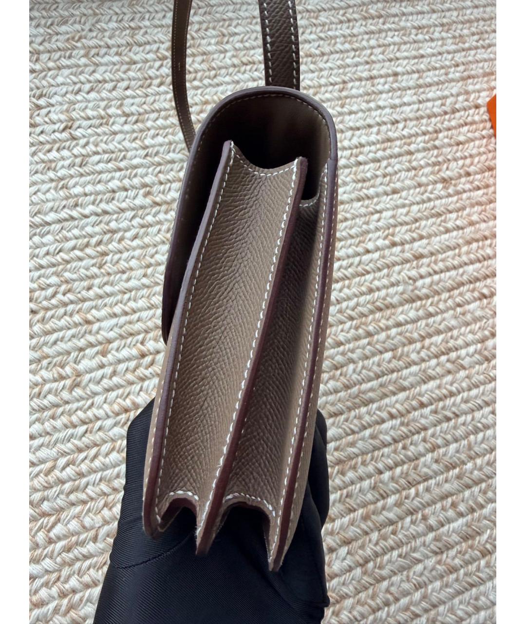 HERMES Серая кожаная сумка через плечо, фото 5