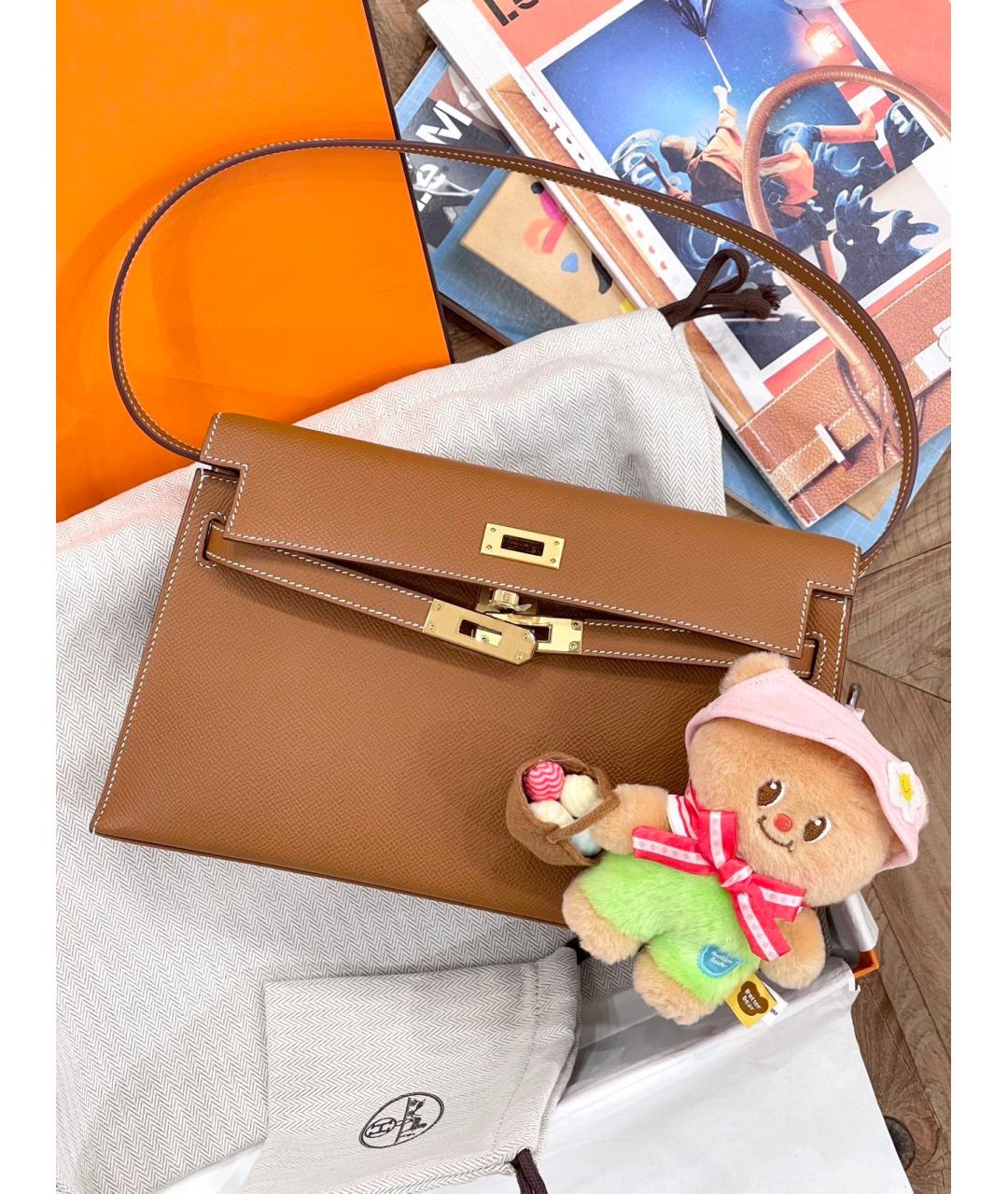 HERMES Коричневая кожаная сумка через плечо, фото 4