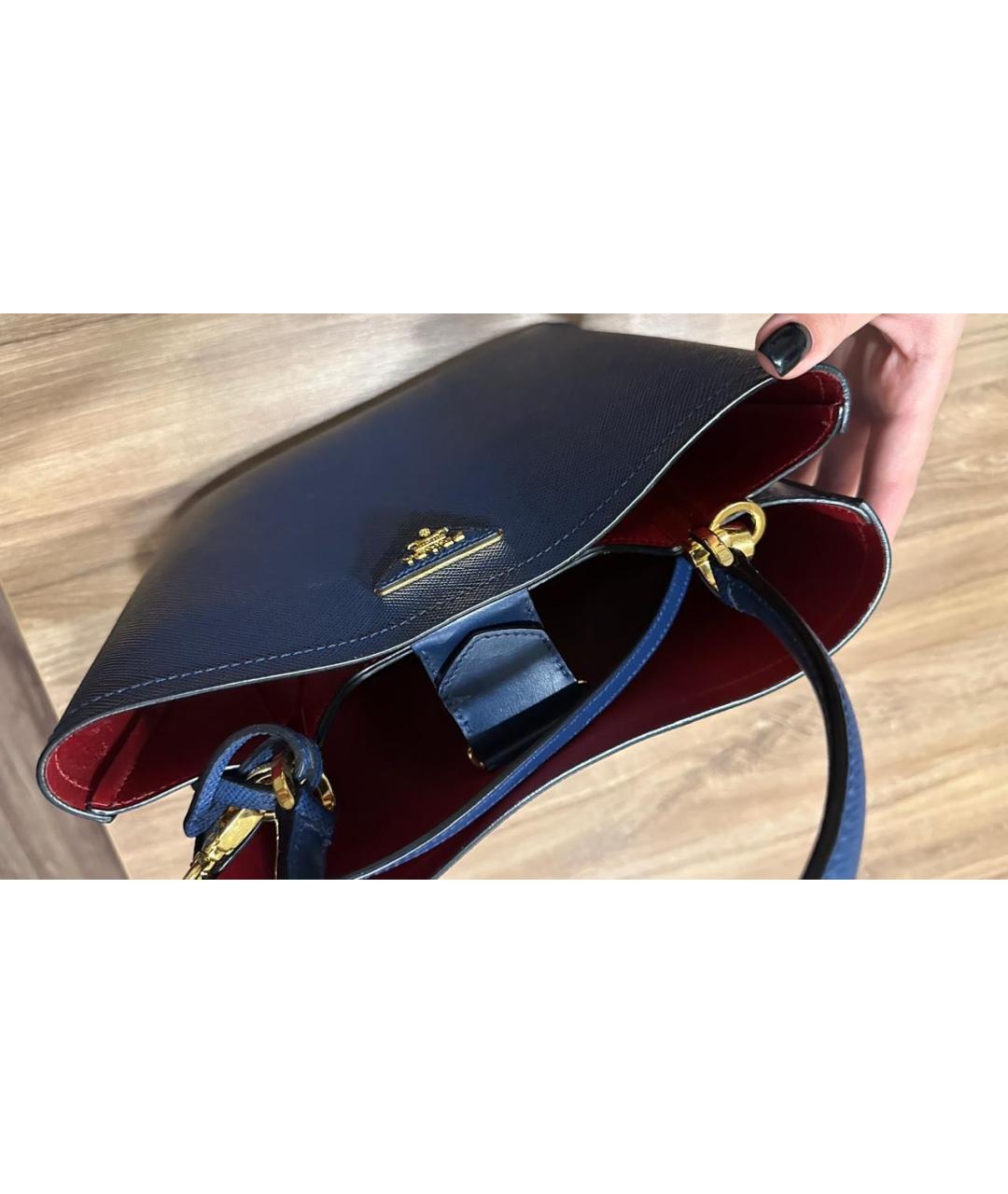 PRADA Синяя кожаная сумка с короткими ручками, фото 2