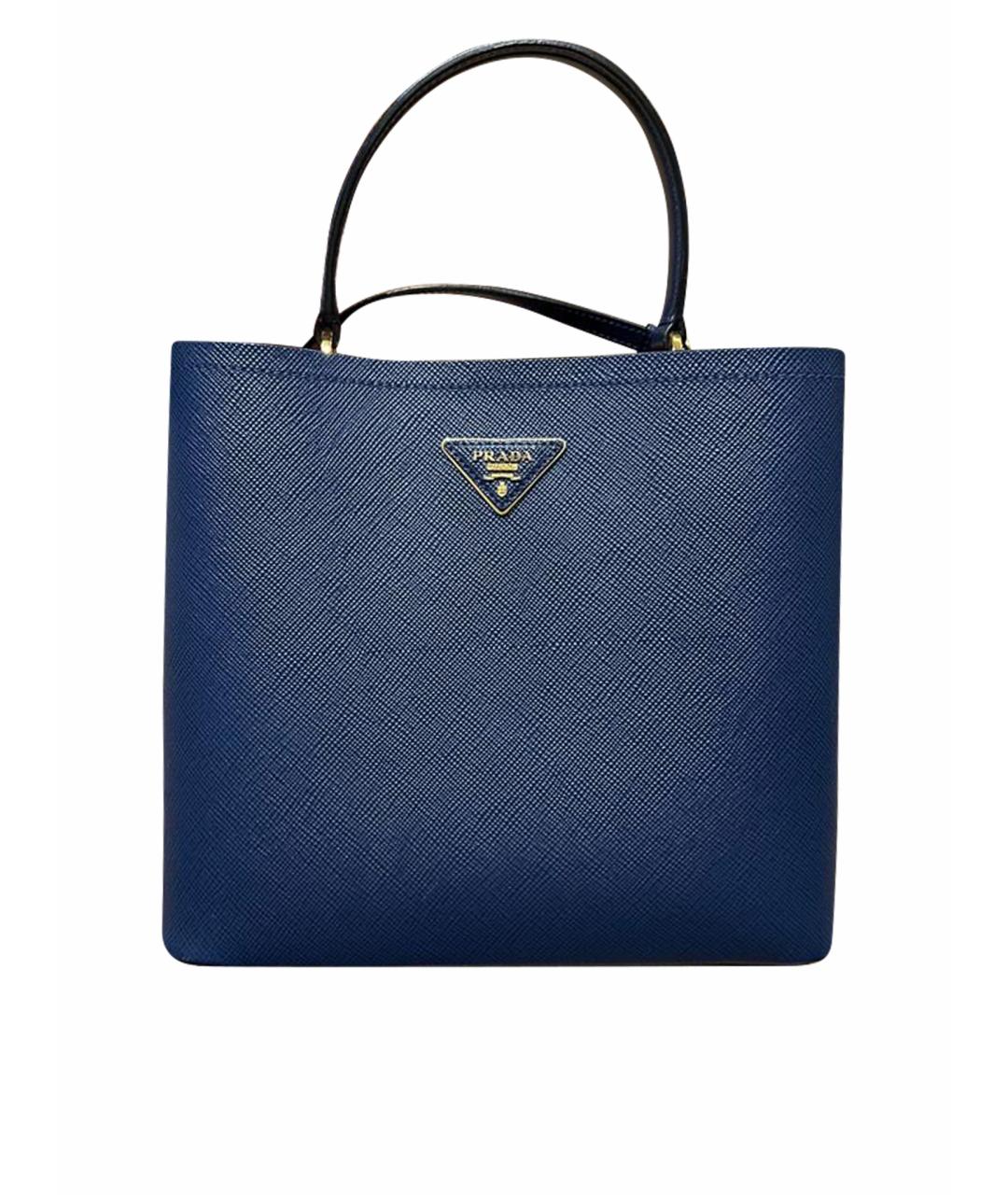 PRADA Синяя кожаная сумка с короткими ручками, фото 1