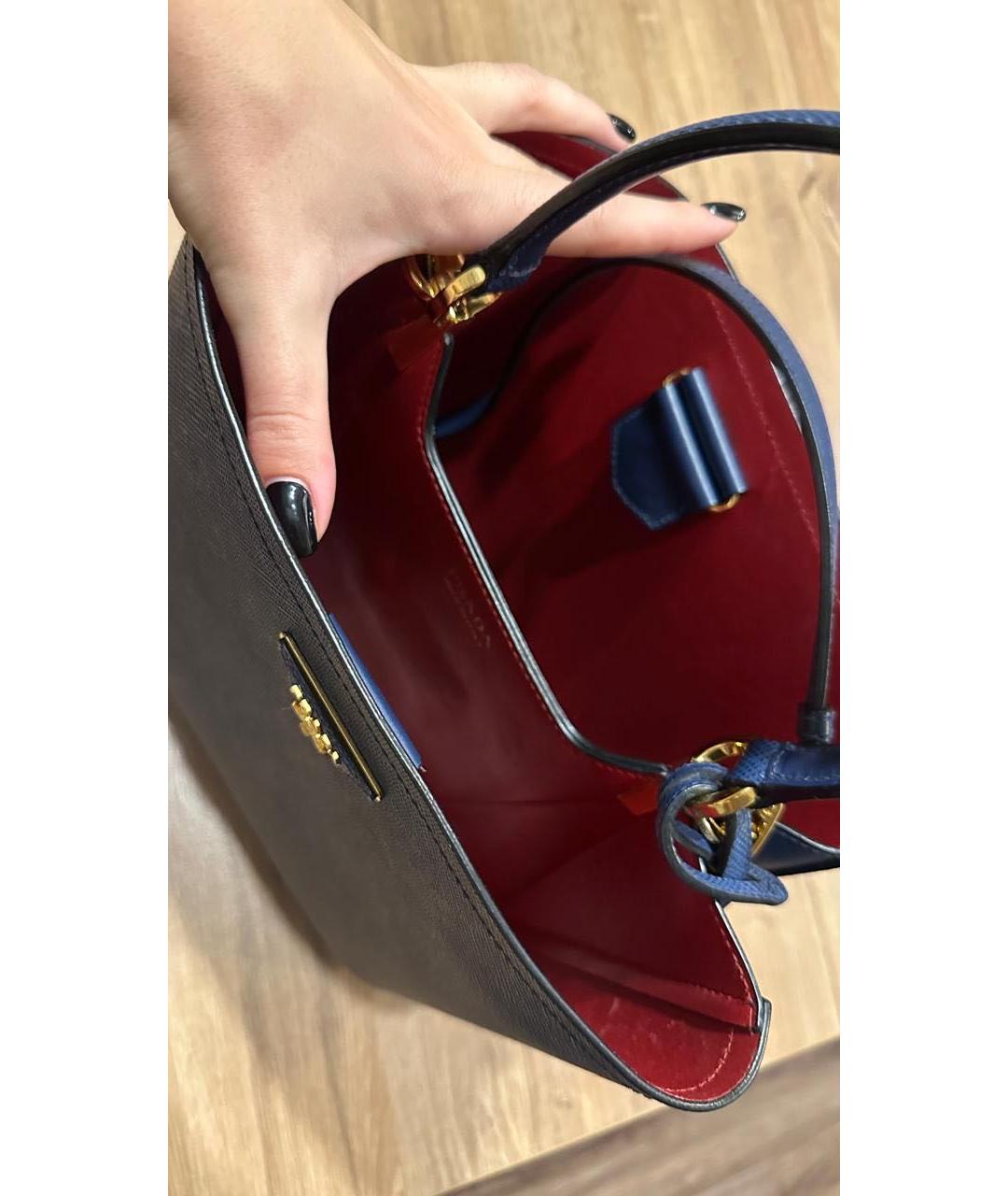 PRADA Синяя кожаная сумка с короткими ручками, фото 4