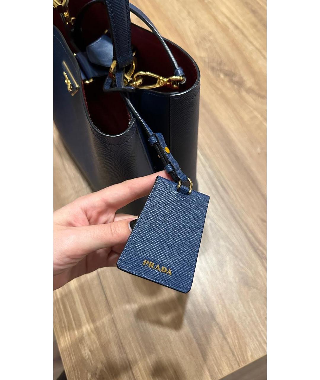 PRADA Синяя кожаная сумка с короткими ручками, фото 3