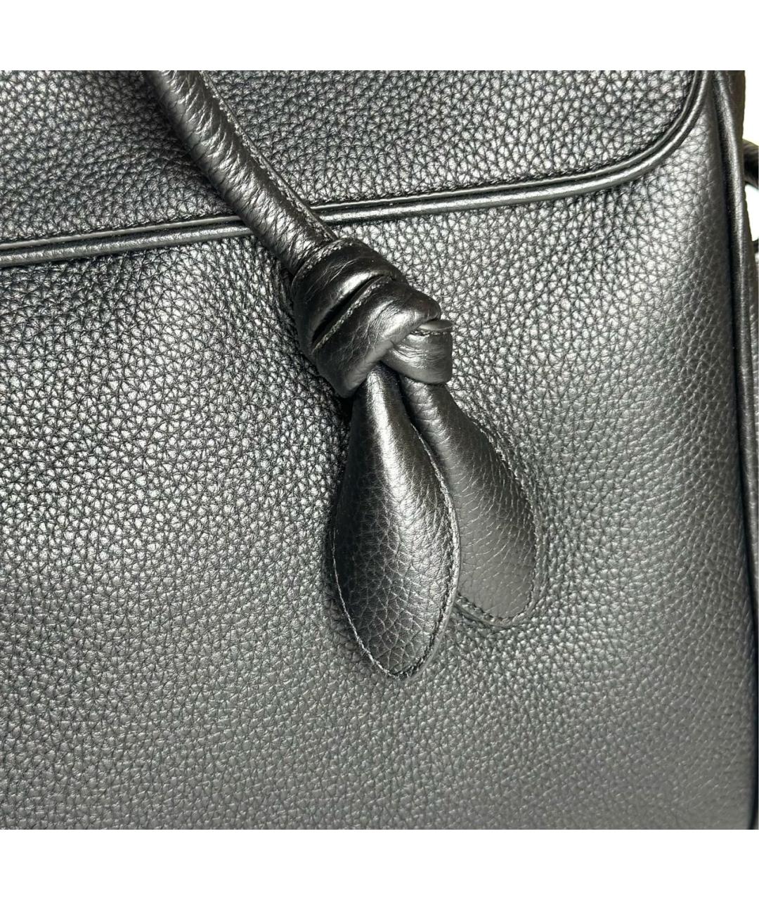 JACQUEMUS Черная кожаная сумка тоут, фото 3