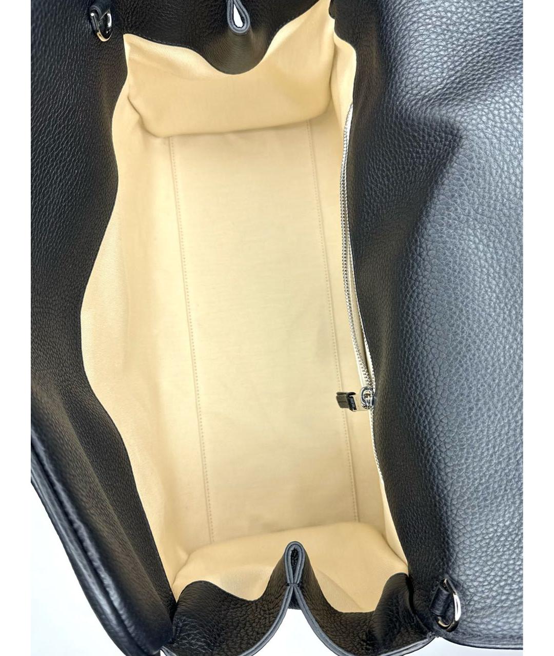 JACQUEMUS Черная кожаная сумка тоут, фото 5