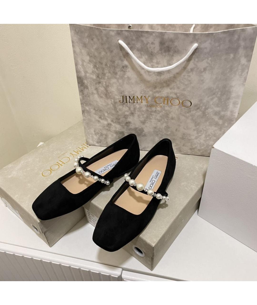 JIMMY CHOO Черные замшевые балетки, фото 7