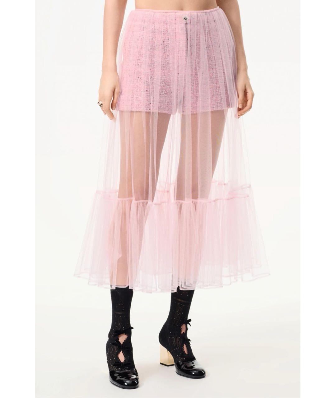 CHANEL Розовая полиэстеровая юбка миди, фото 2
