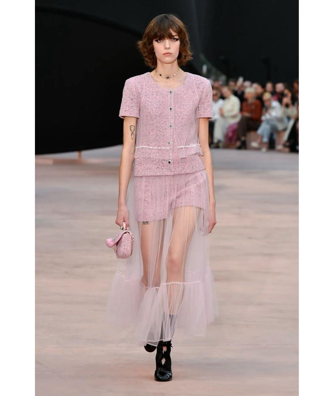 CHANEL Розовая полиэстеровая юбка миди, фото 8