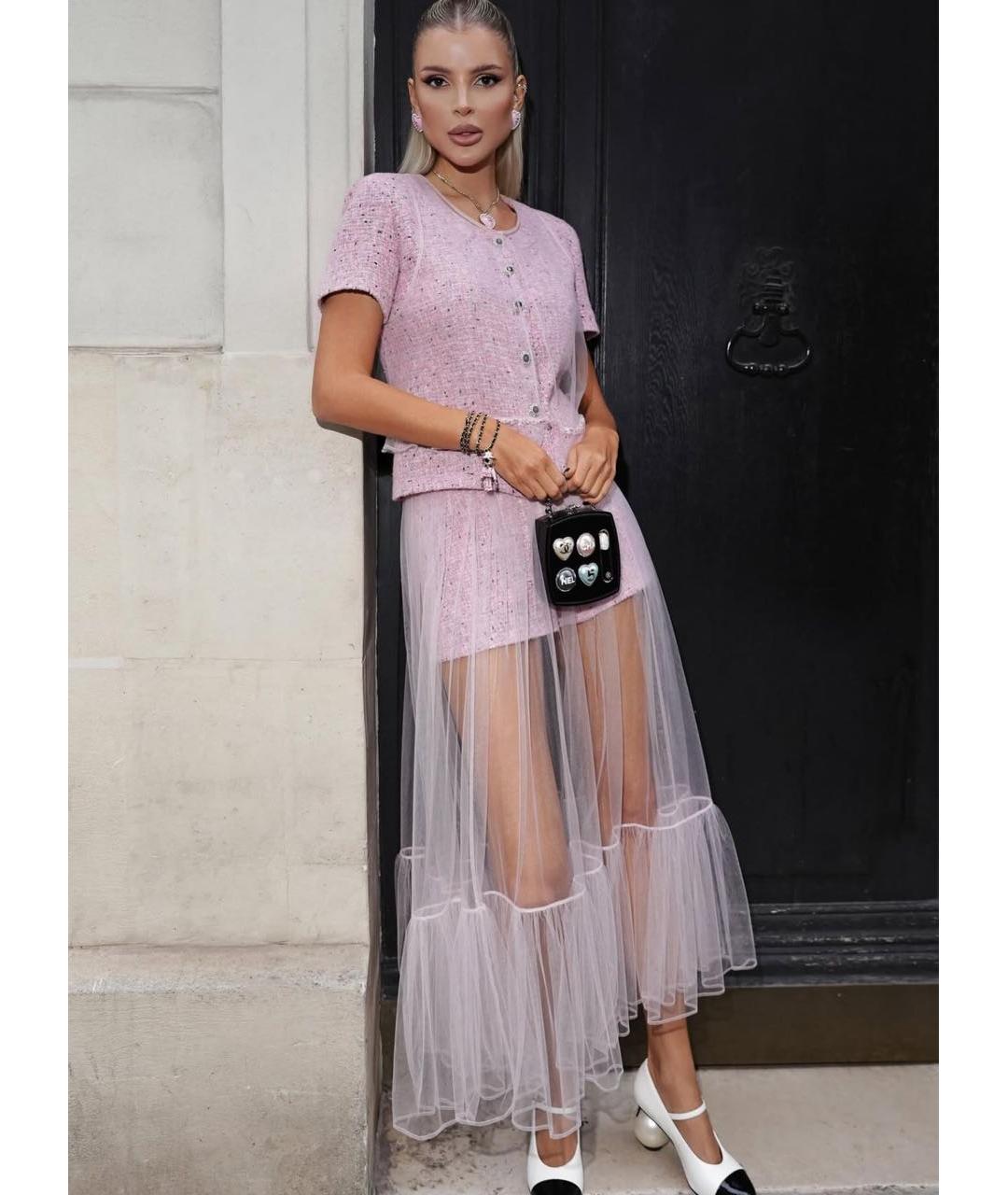 CHANEL Розовая полиэстеровая юбка миди, фото 6