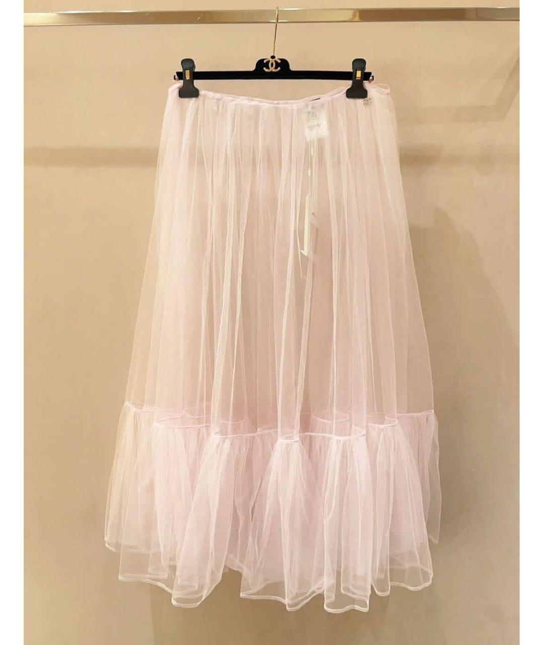 CHANEL Розовая полиэстеровая юбка миди, фото 9