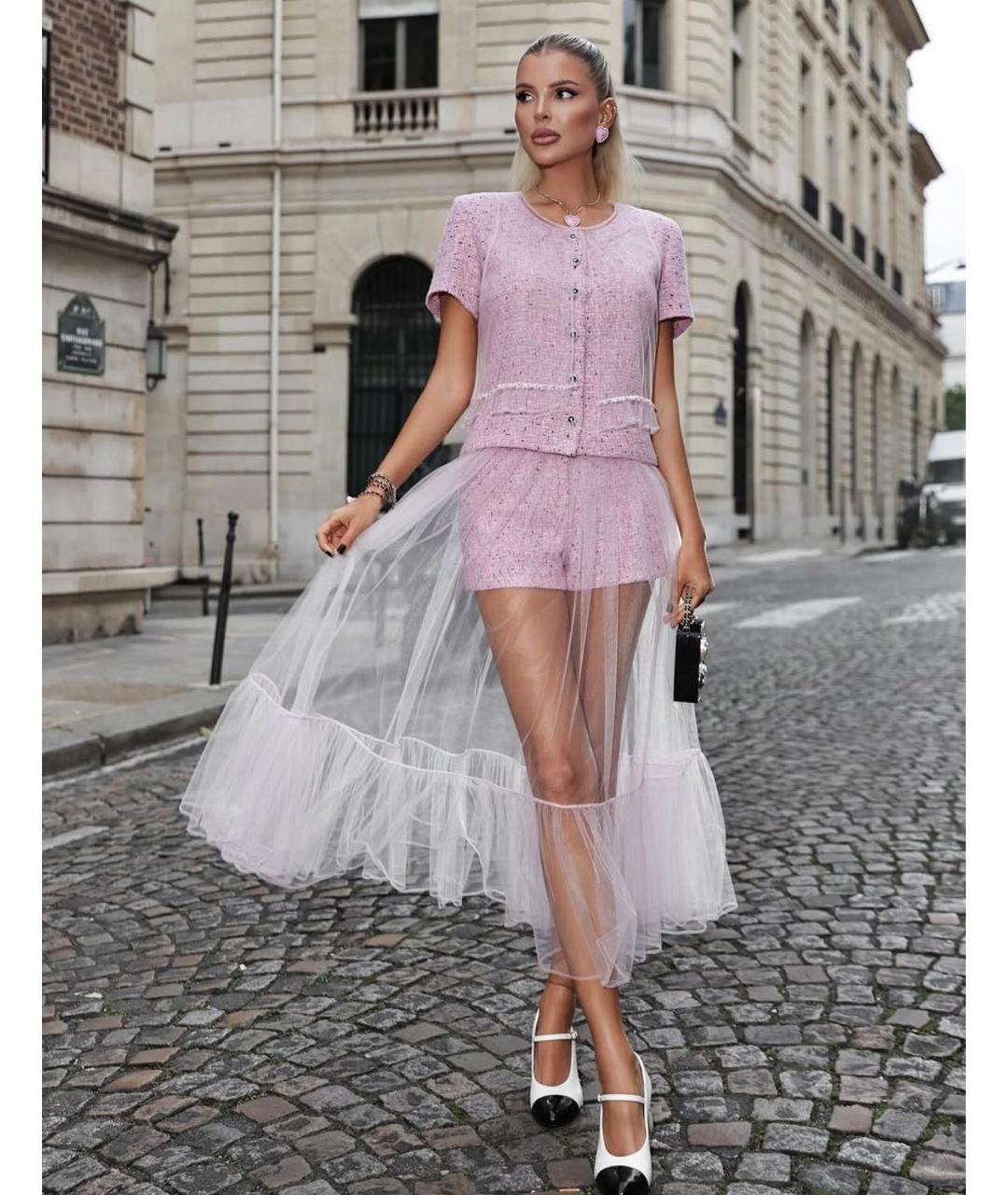 CHANEL Розовая полиэстеровая юбка миди, фото 7