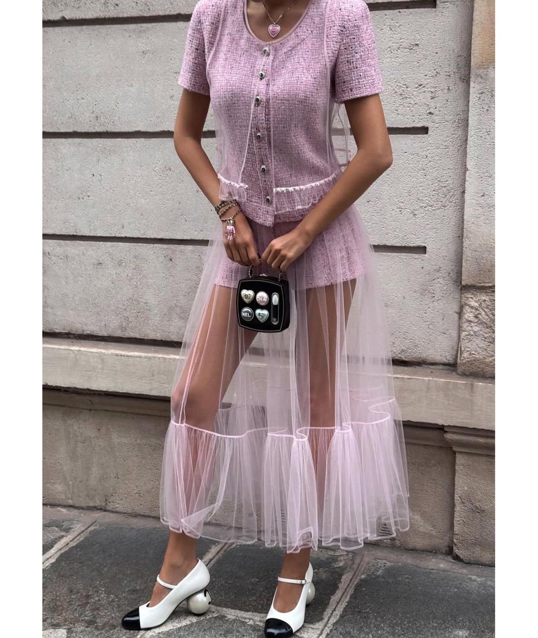 CHANEL Розовая полиэстеровая юбка миди, фото 5