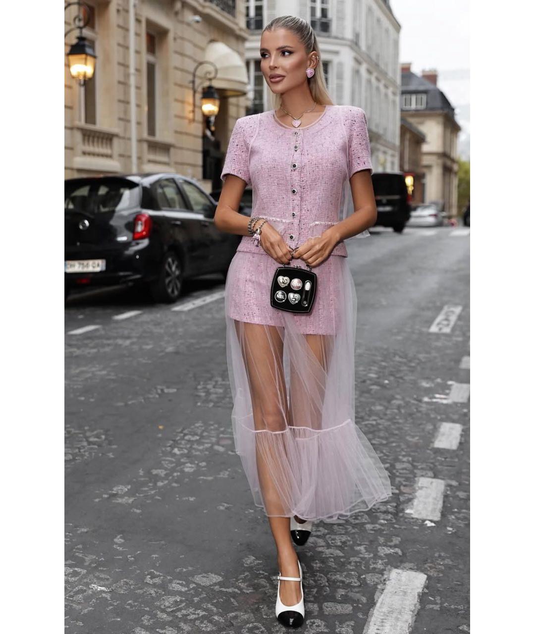 CHANEL Розовая полиэстеровая юбка миди, фото 4