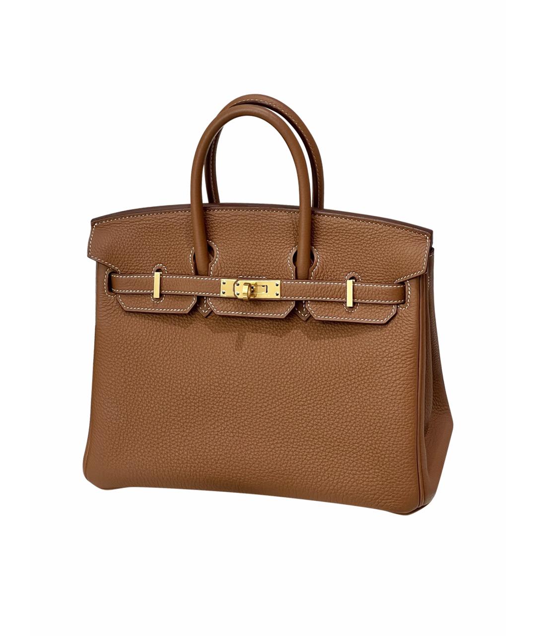HERMES Коричневая кожаная сумка с короткими ручками, фото 9