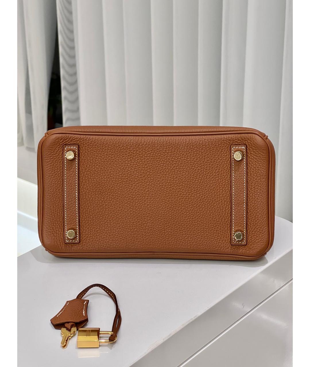 HERMES Коричневая кожаная сумка с короткими ручками, фото 5