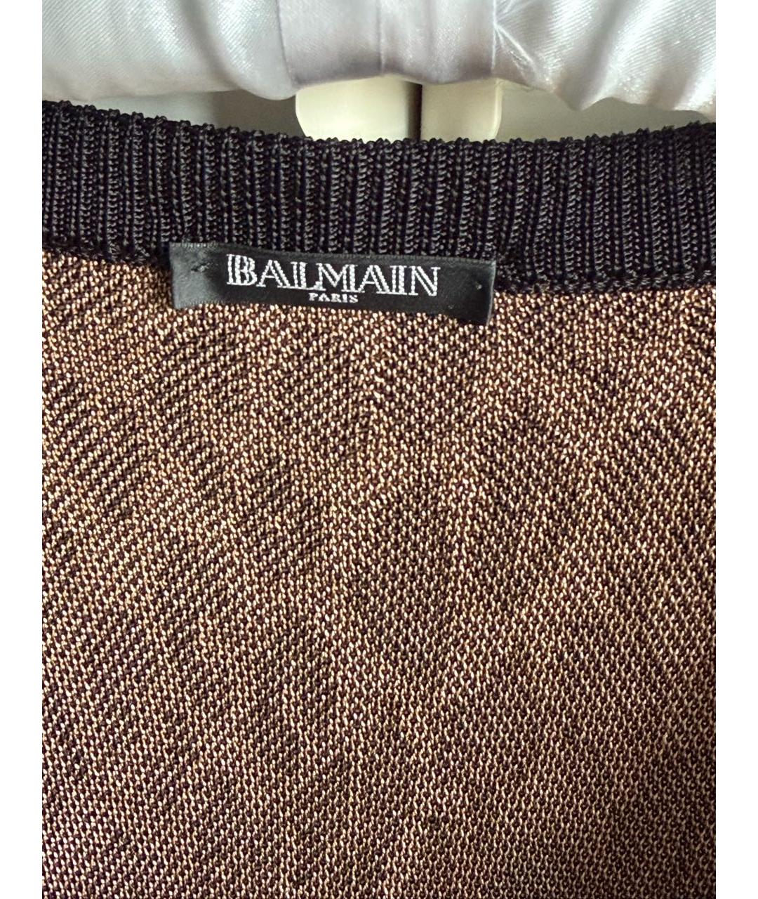 BALMAIN Коричневый шерстяной джемпер / свитер, фото 4