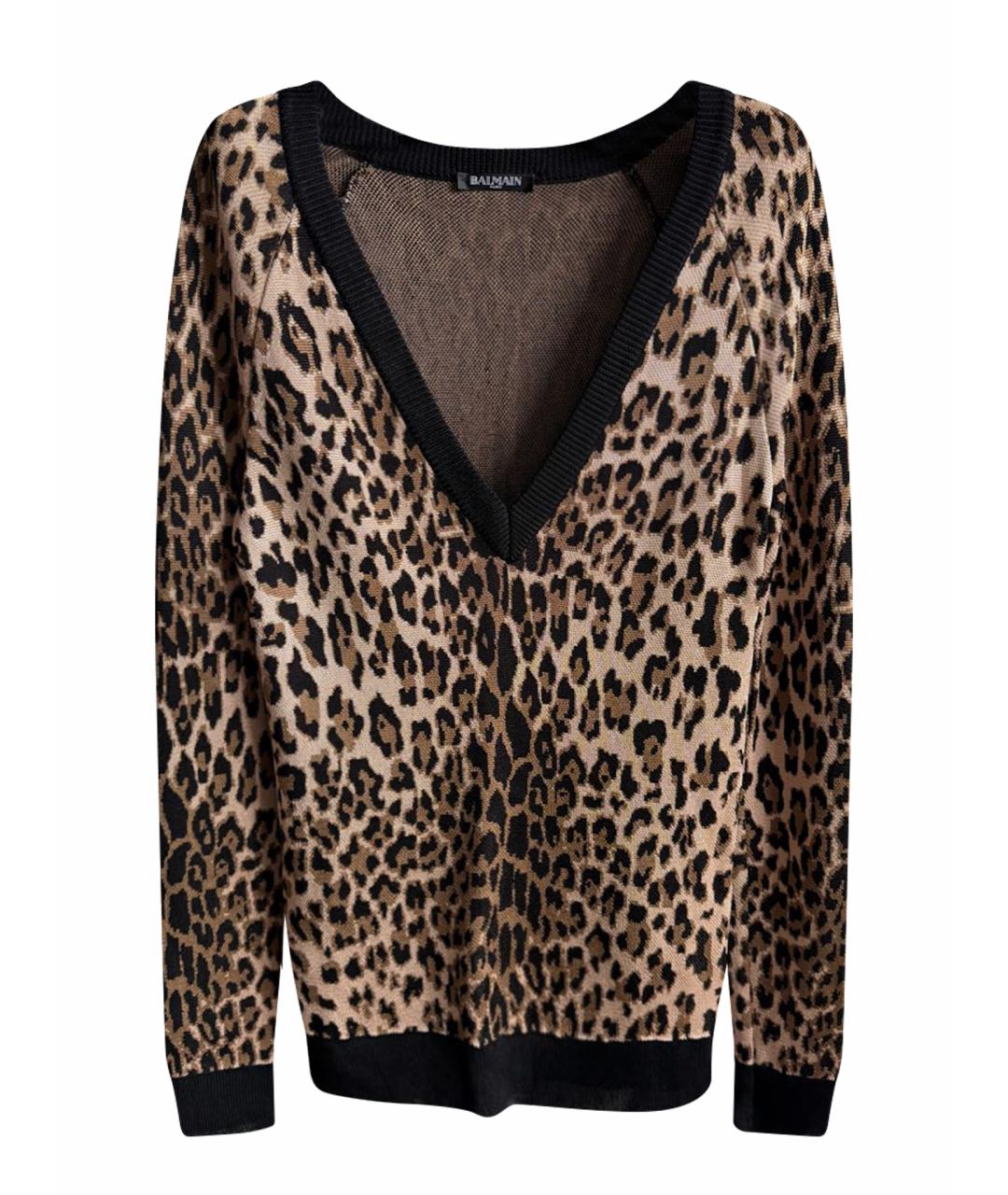 BALMAIN Коричневый шерстяной джемпер / свитер, фото 1