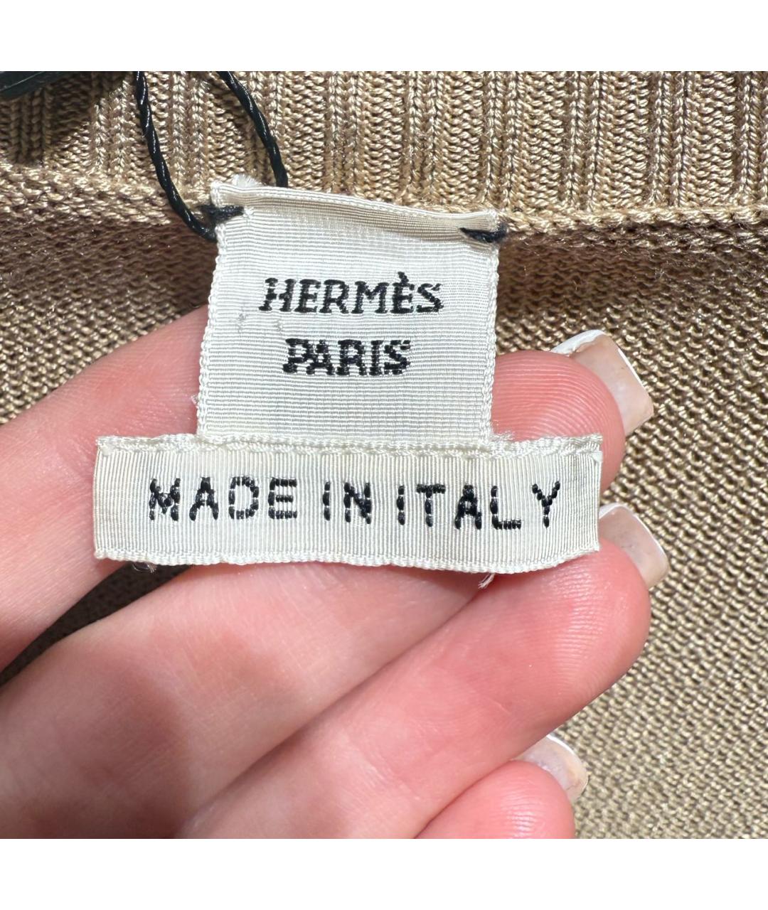 HERMES Бежевый шелковый джемпер / свитер, фото 3