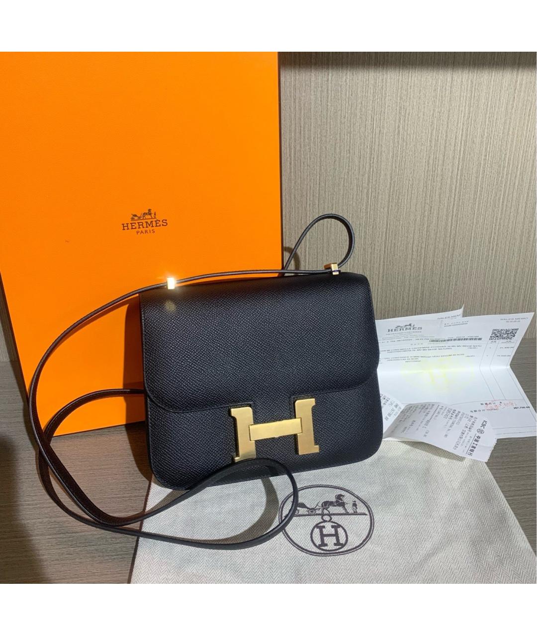 HERMES Черная кожаная сумка через плечо, фото 2