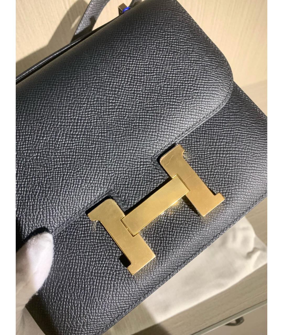 HERMES Черная кожаная сумка через плечо, фото 7