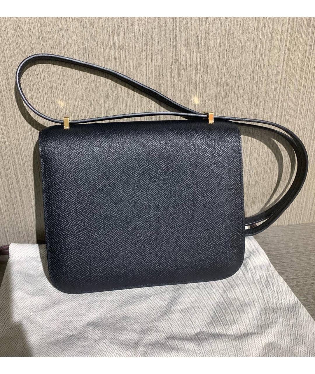 HERMES Черная кожаная сумка через плечо, фото 3
