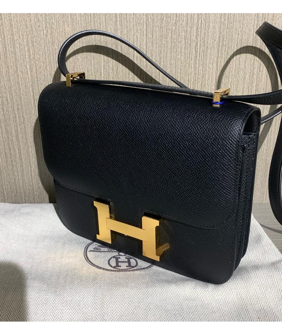 HERMES Черная кожаная сумка через плечо, фото 4