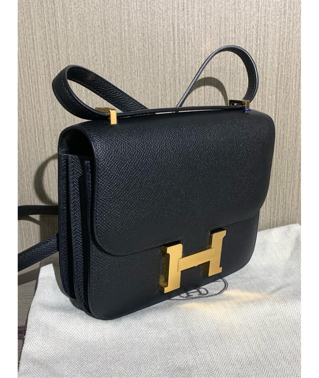 HERMES Черная кожаная сумка через плечо, фото 5