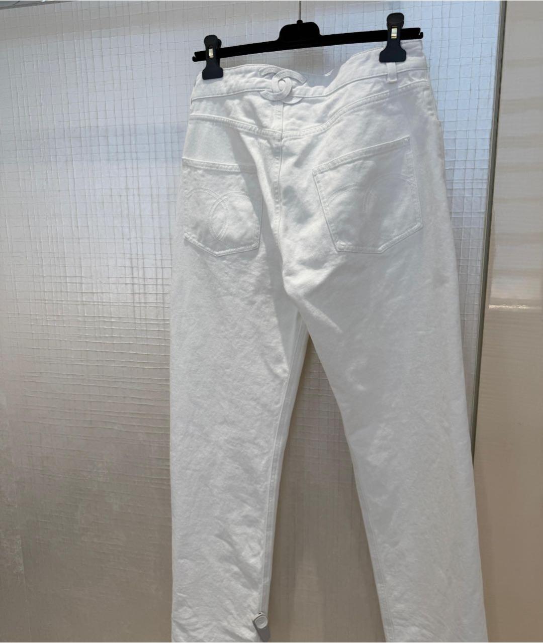CHANEL Белые хлопковые прямые джинсы, фото 7