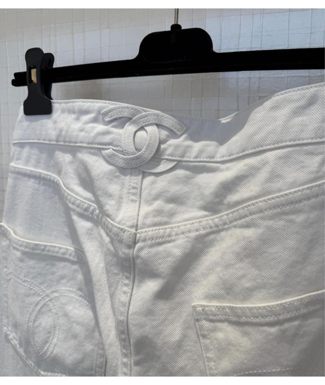 CHANEL Белые хлопковые прямые джинсы, фото 5