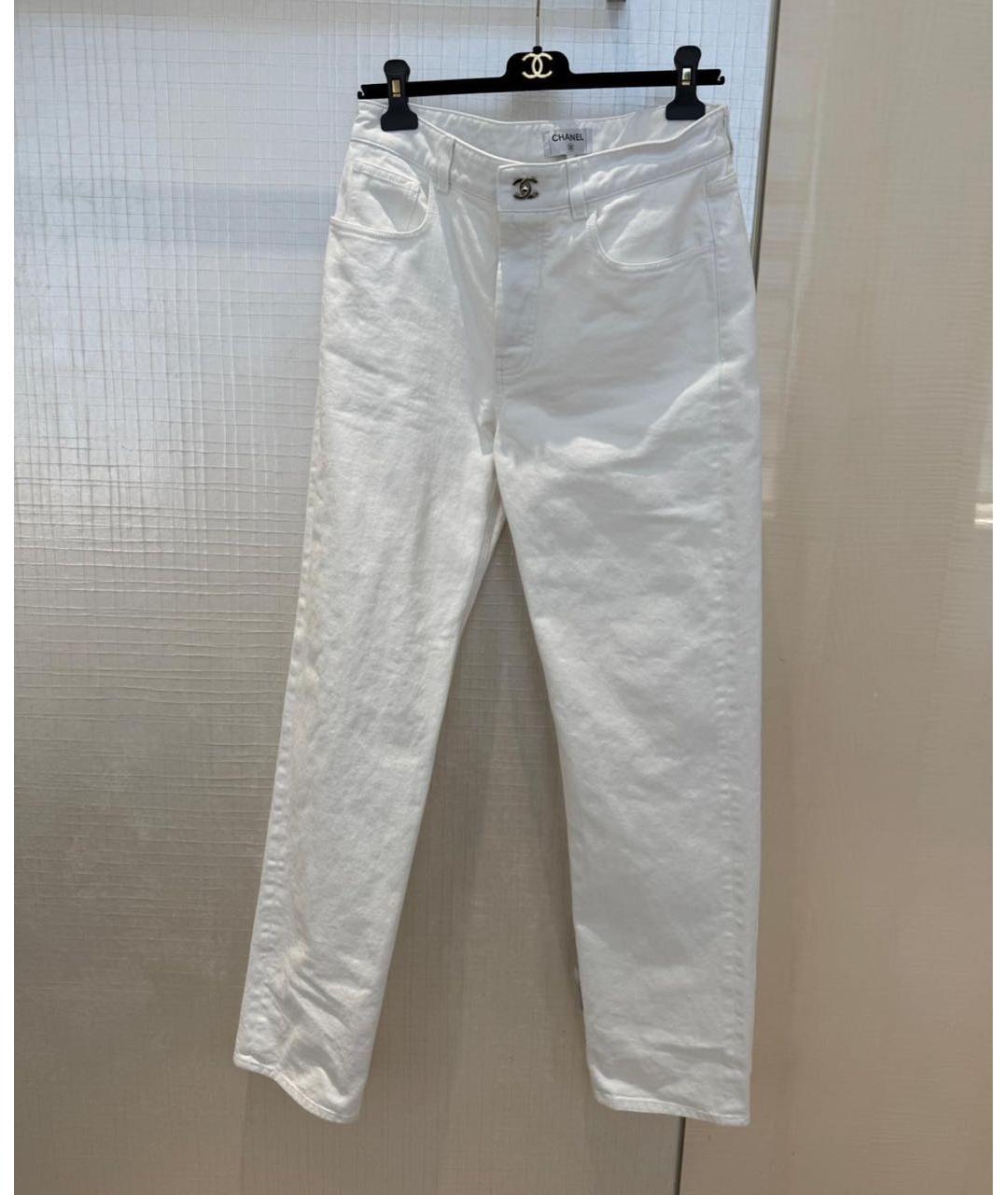 CHANEL Белые хлопковые прямые джинсы, фото 3