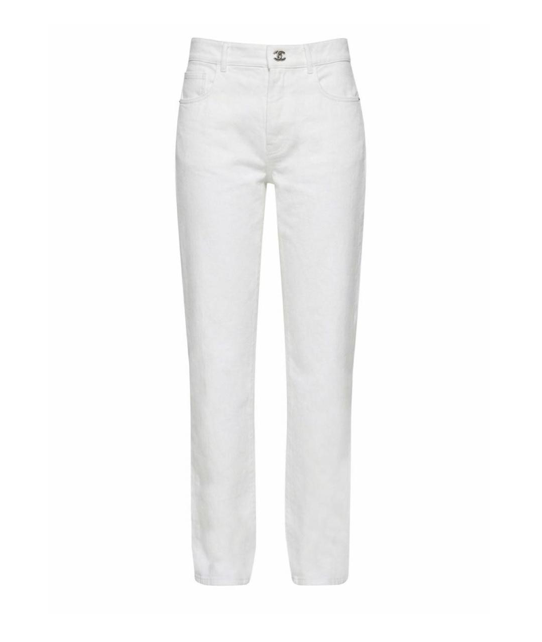 CHANEL Белые хлопковые прямые джинсы, фото 1