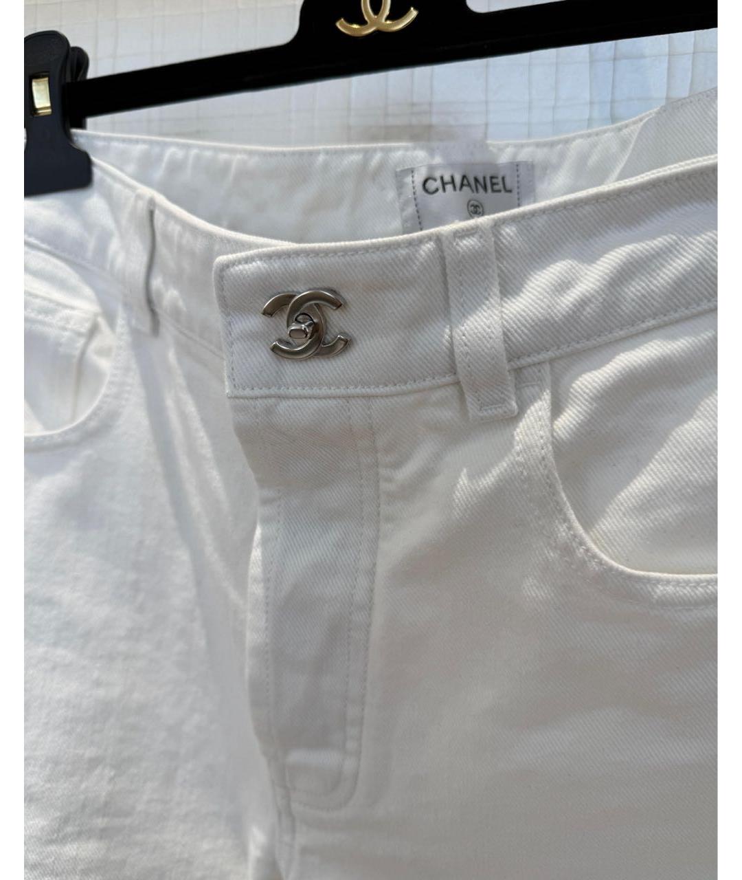 CHANEL Белые хлопковые прямые джинсы, фото 4