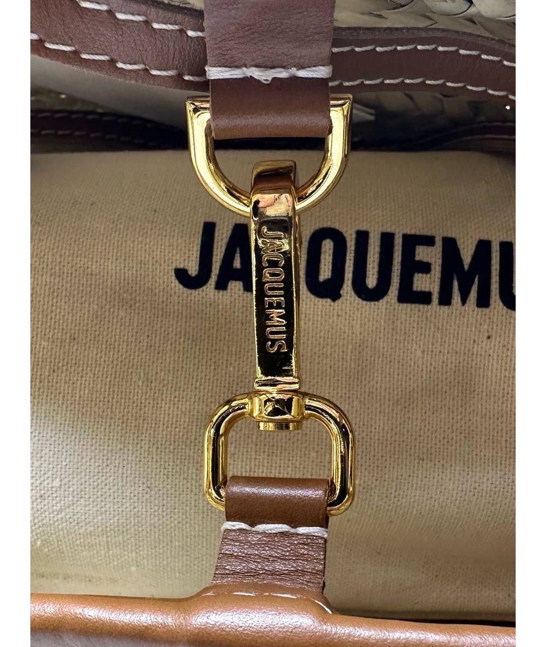 JACQUEMUS Бежевая пелетеная сумка с короткими ручками, фото 7