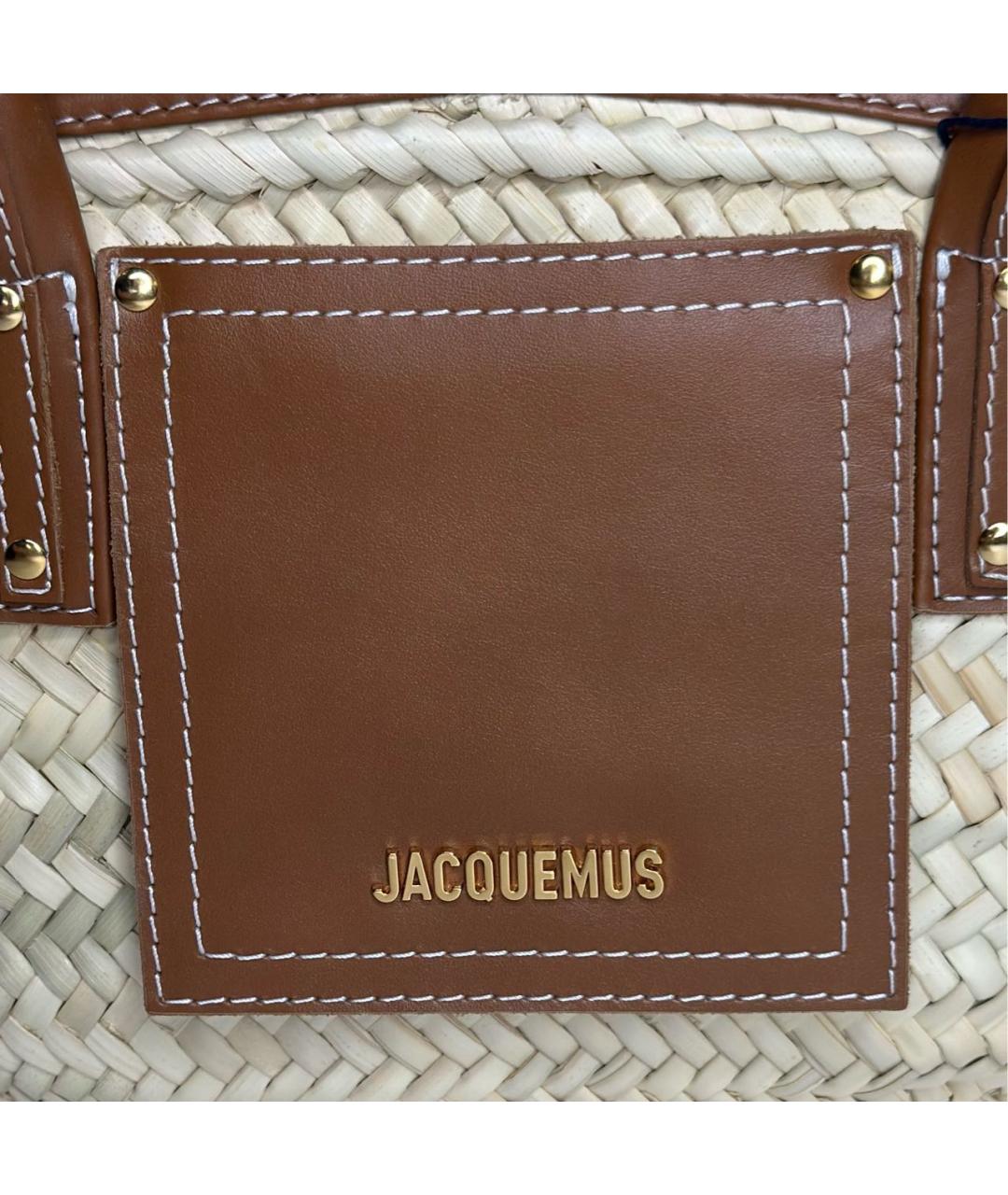 JACQUEMUS Бежевая пелетеная сумка с короткими ручками, фото 5