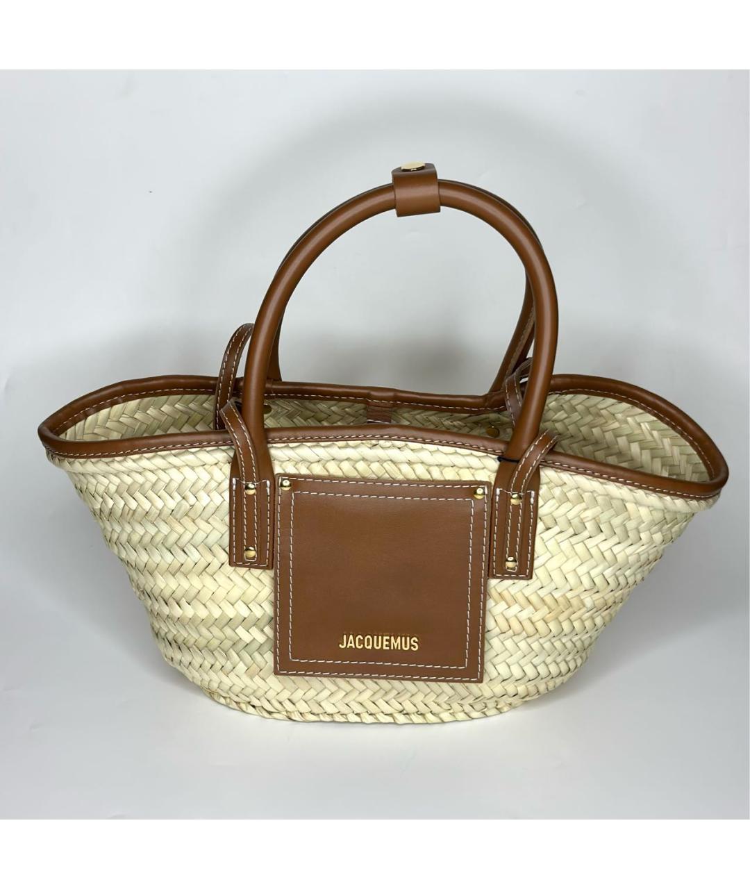 JACQUEMUS Бежевая пелетеная сумка с короткими ручками, фото 9