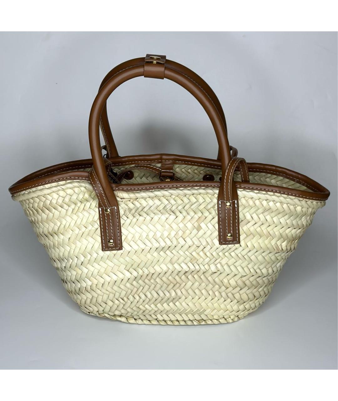 JACQUEMUS Бежевая пелетеная сумка с короткими ручками, фото 2