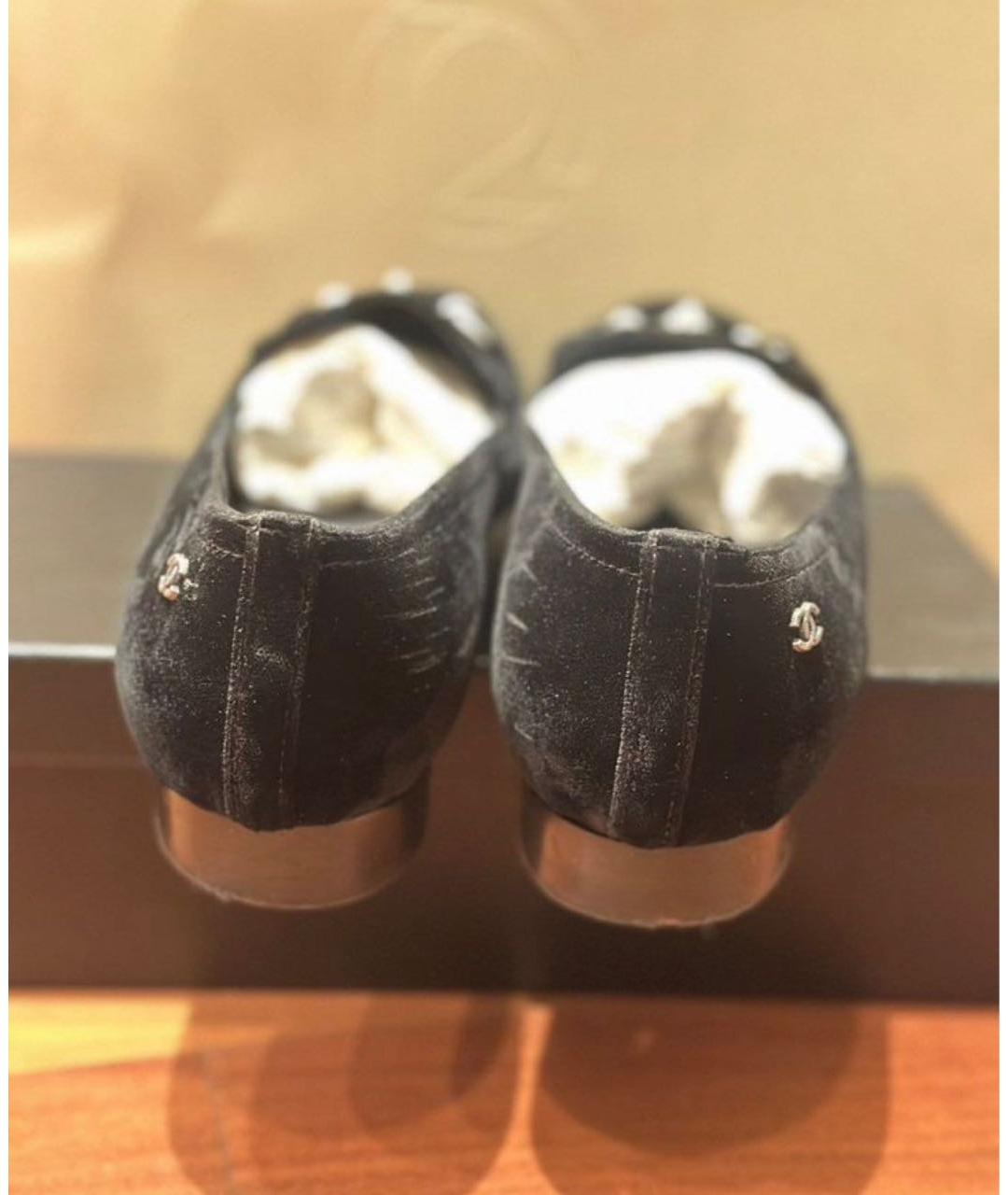 CHANEL Черные бархатные лоферы, фото 4