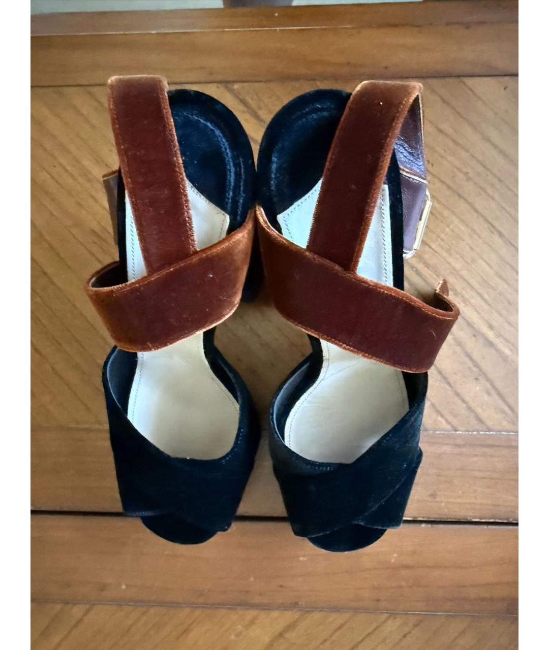 PRADA Черные бархатные босоножки, фото 2