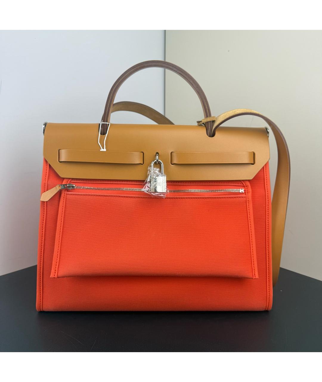 HERMES Оранжевая тканевая сумка через плечо, фото 2