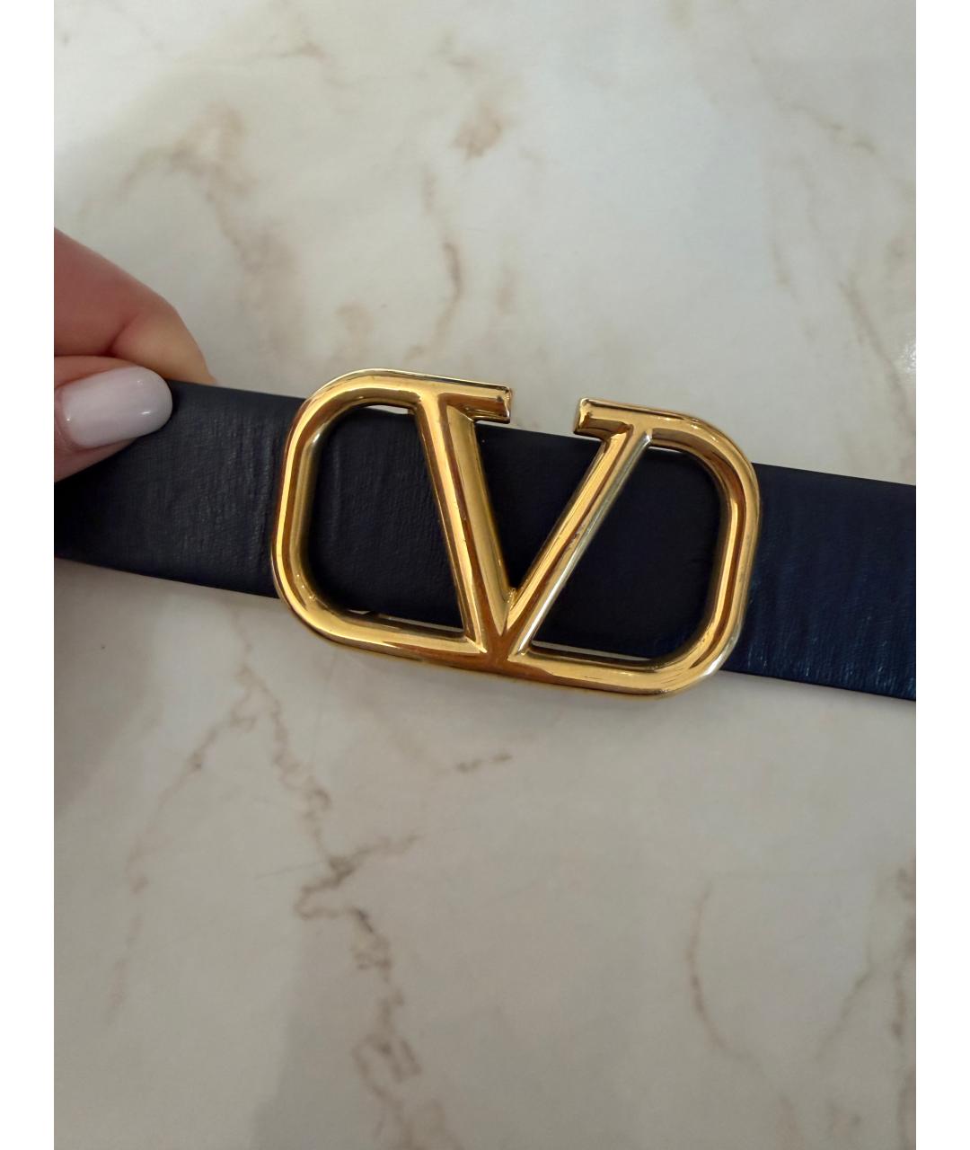 VALENTINO Темно-синий кожаный ремень, фото 6