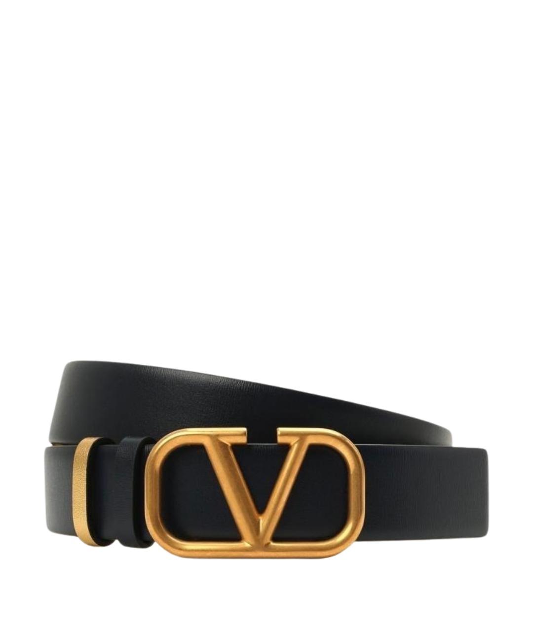 VALENTINO Темно-синий кожаный ремень, фото 1