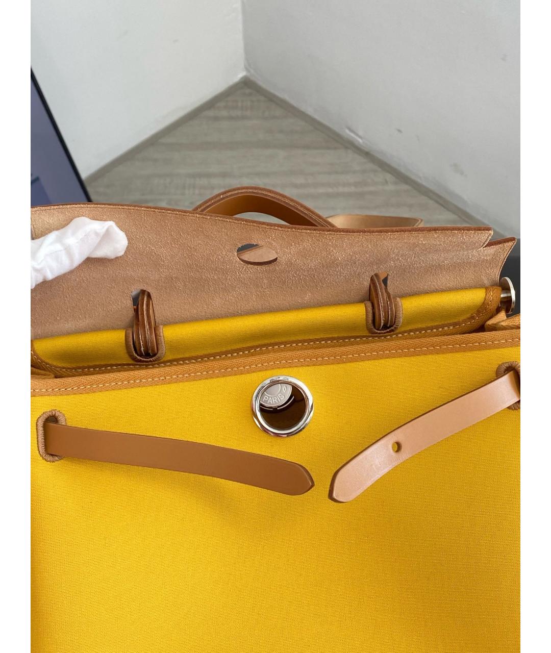 HERMES Желтая тканевая сумка через плечо, фото 8