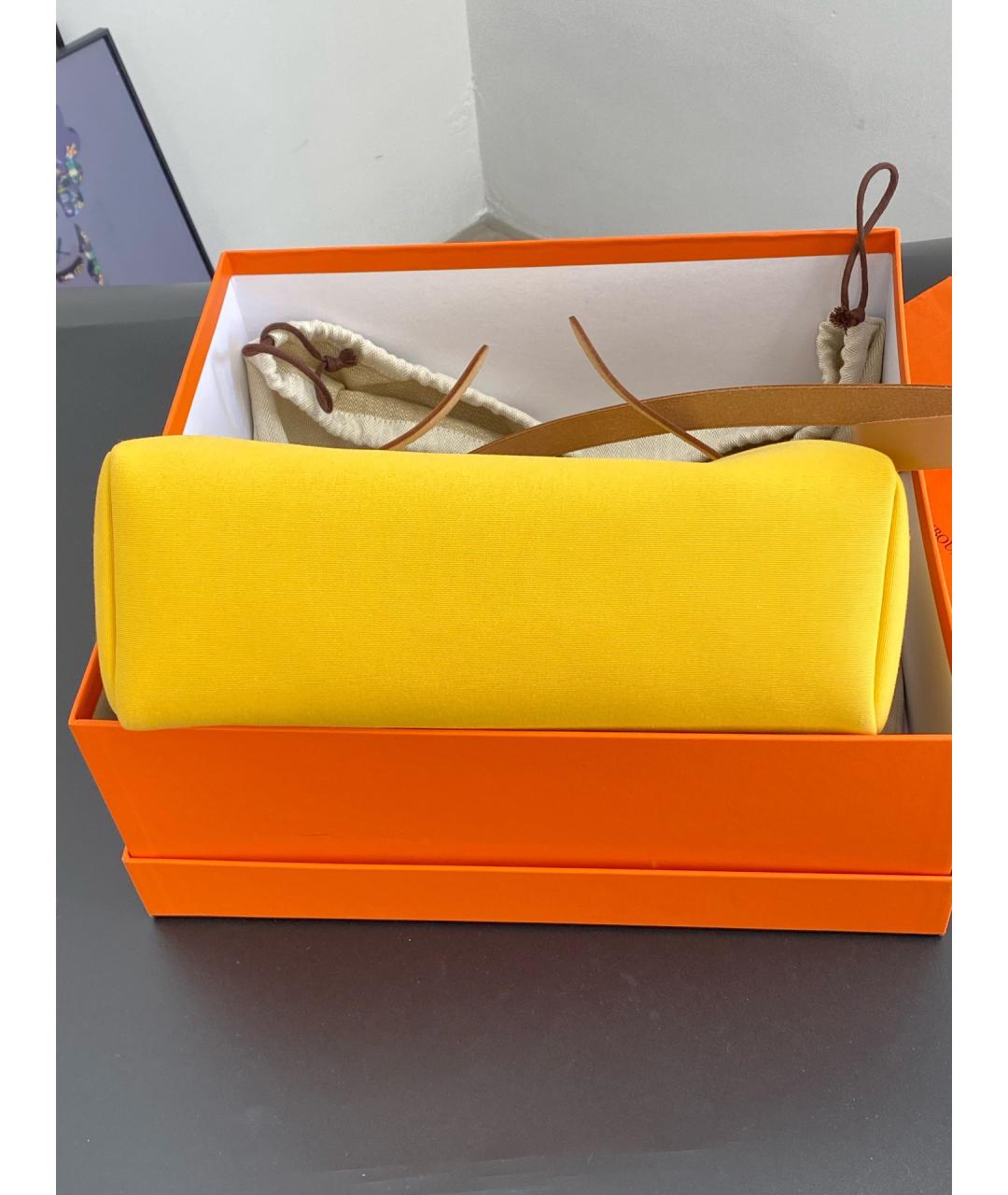 HERMES Желтая тканевая сумка через плечо, фото 6