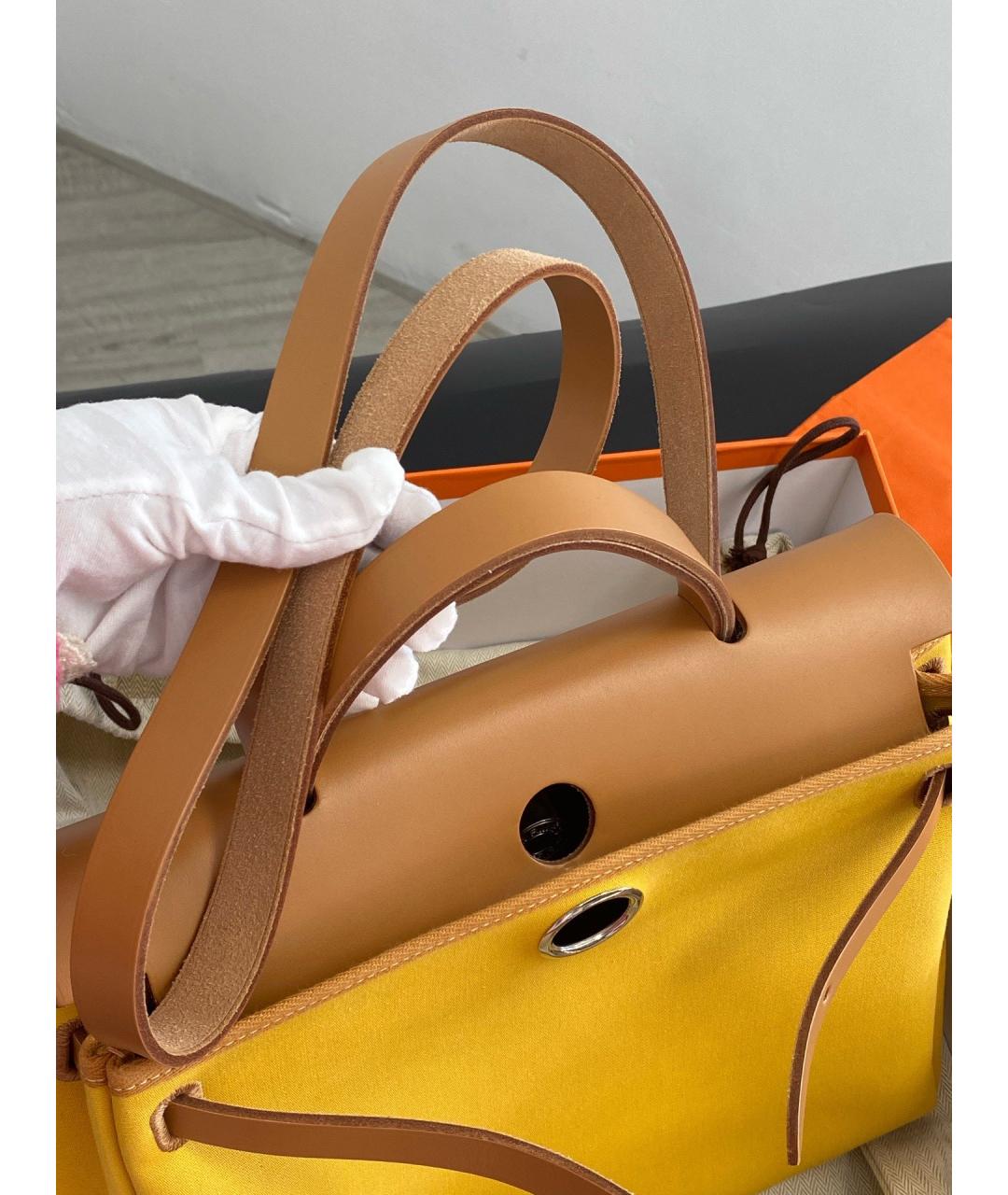 HERMES Желтая тканевая сумка через плечо, фото 7