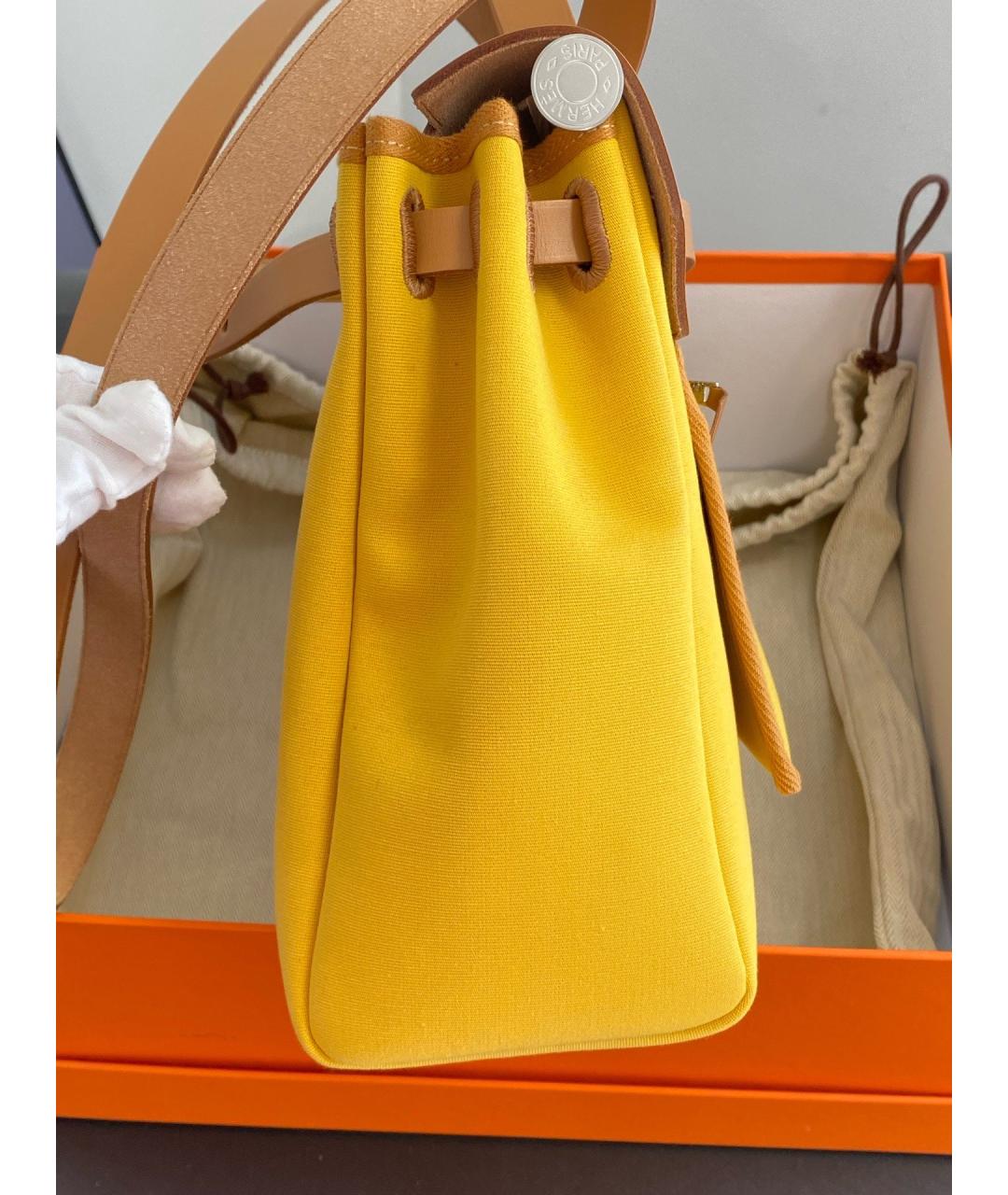 HERMES Желтая тканевая сумка через плечо, фото 5