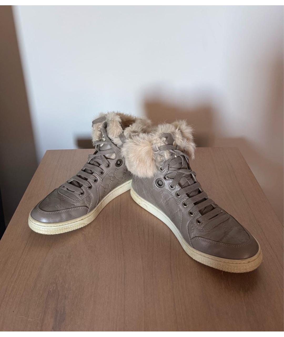 GUCCI Бежевые кожаные ботинки, фото 5