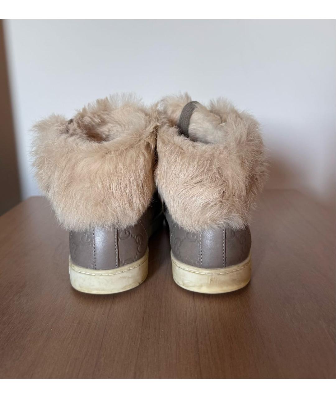 GUCCI Бежевые кожаные ботинки, фото 4