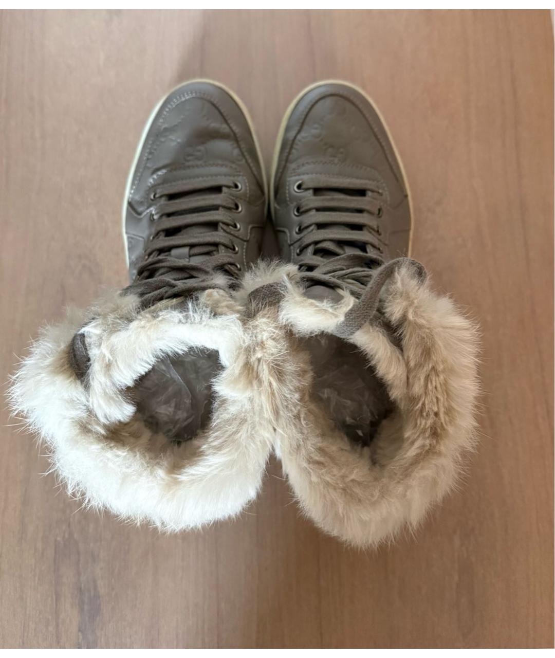 GUCCI Бежевые кожаные ботинки, фото 3