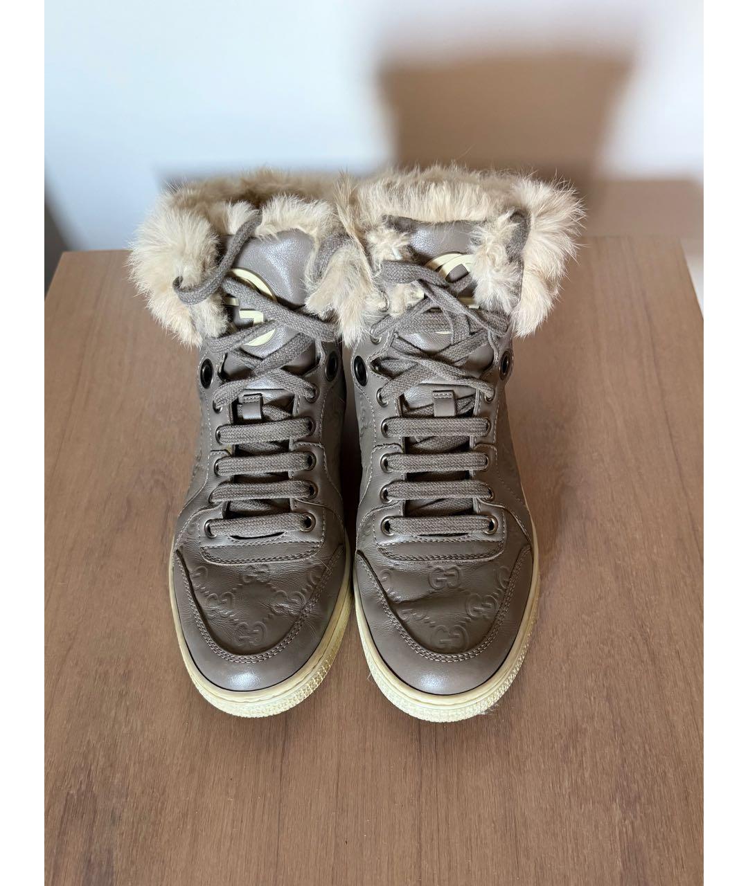 GUCCI Бежевые кожаные ботинки, фото 2